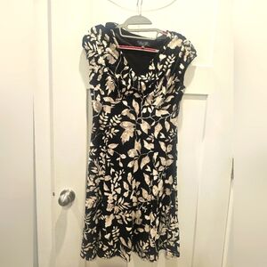 Evan-Picone Black Label Floral Dress - Size 6 - Classic A-Line Black Tan